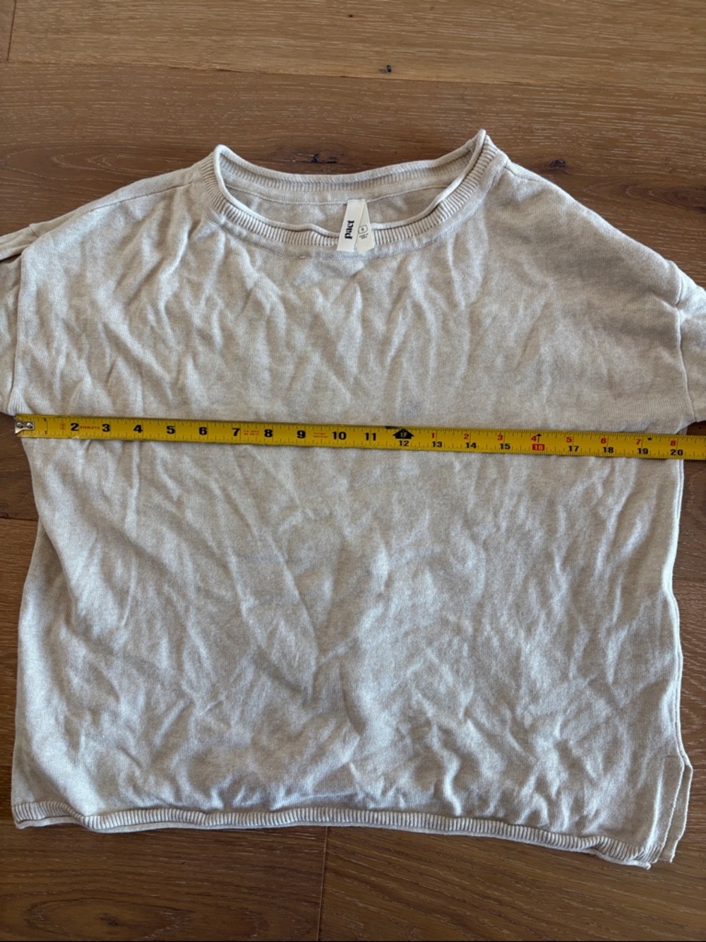 Pact Cream Knit Cropped Mock Neck Sweater Size Small Organic Cotton Flawed - Picture 5 of 9